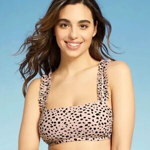 Kona Sol Tan and Black Bandeau bikini with Animal Print